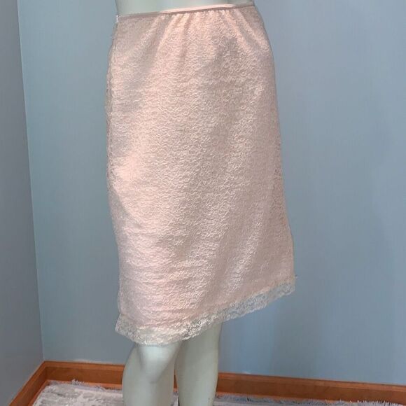 Vintage 1950s Charmode Nude Pink Lace Half Slip Pillow Tab Nylon Medium - Picture 4 of 14